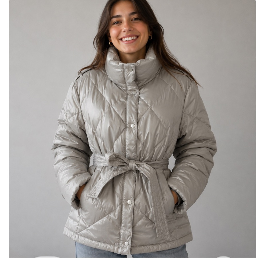 💥🆕💥Light Brown BIG CHILL Freestyle Down Feather Puffer Belted Jacket Size: Large